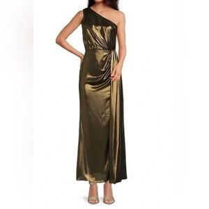 Gianni Bini Liquid Metal one shoulder dress. Size 2